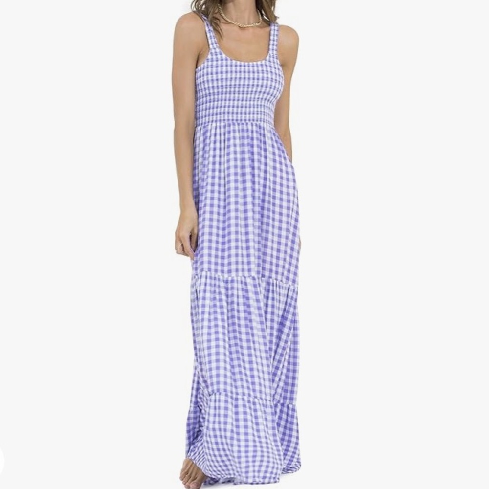 Maaji Lavender and White Gingham Smocked Dress 💜